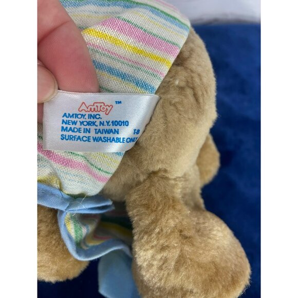 Vintage 1982 Amtoy Sleepytime Bear Plush Toy With Striped Pajamas & Hat‎ - Picture 7 of 7